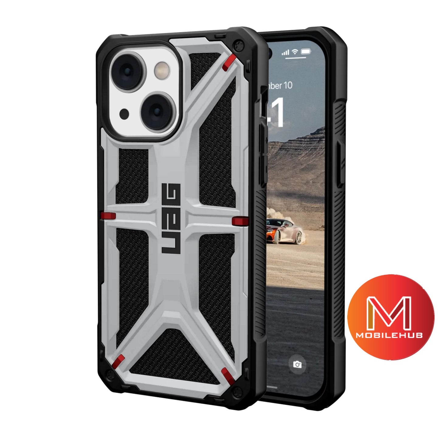 iPhone 15 / 15 Plus / 15 Pro /15 Pro Max Monarch Shockproof Case (Silver) (Kevlar)