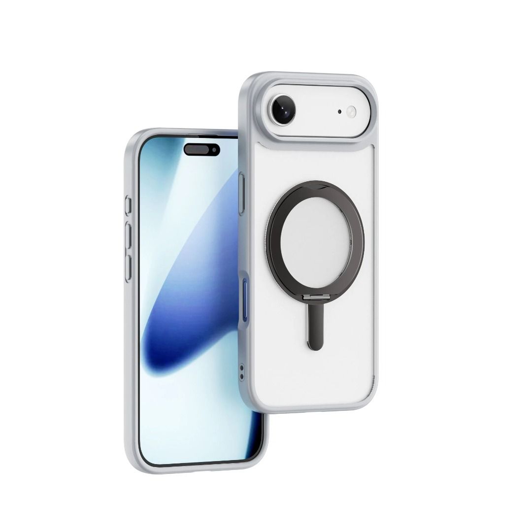 iPhone 17 / 17 Air / 17 Pro / 17 Pro Max Wiwu Armor Ultra Clear Magsafe Case with Stand (Clear Matte & Smoke Black