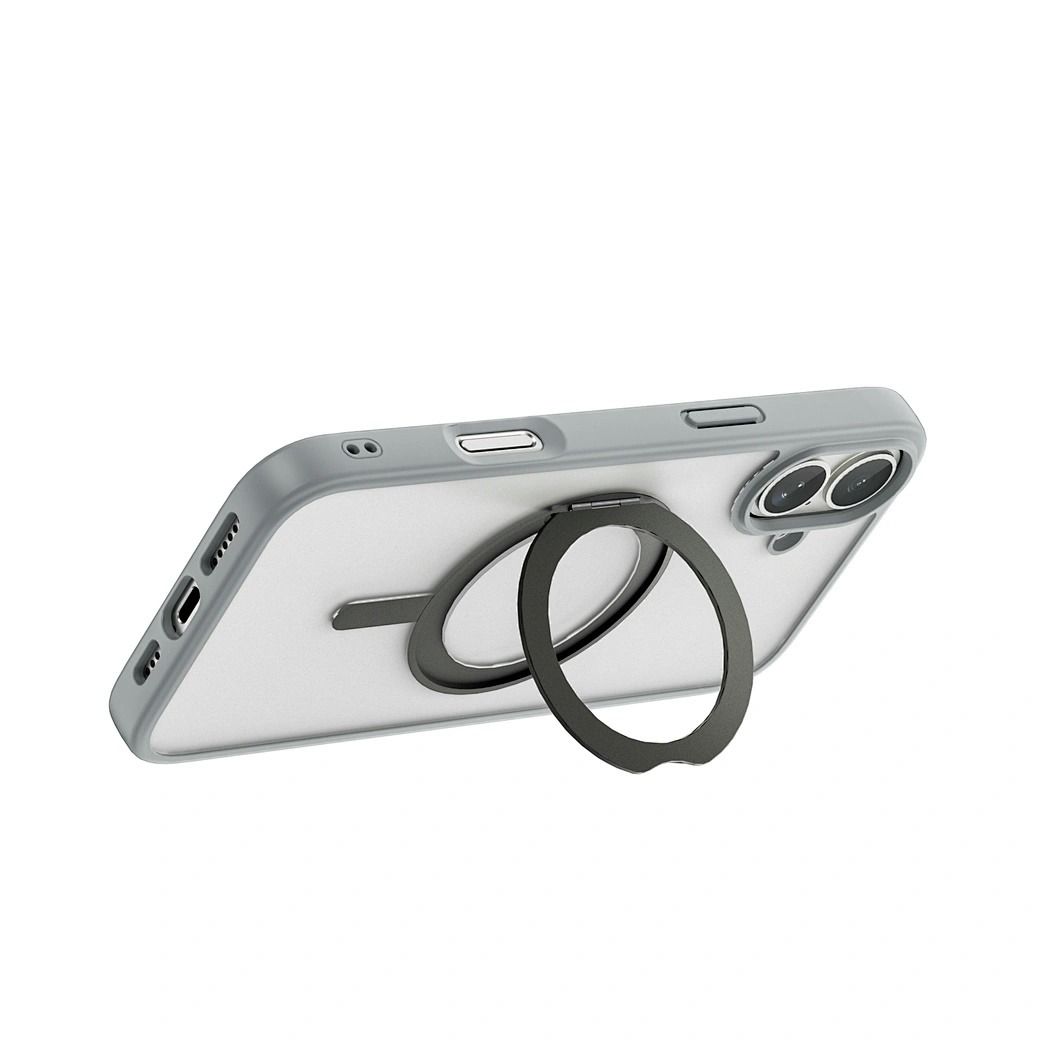 iPhone 17 / 17 Air / 17 Pro / 17 Pro Max Wiwu Armor Ultra Clear Magsafe Case with Stand (Clear Matte & Smoke Black