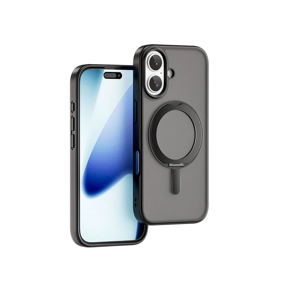iPhone 17 / 17 Air / 17 Pro / 17 Pro Max Wiwu Armor Ultra Clear Magsafe Case with Stand (Clear Matte & Smoke Black