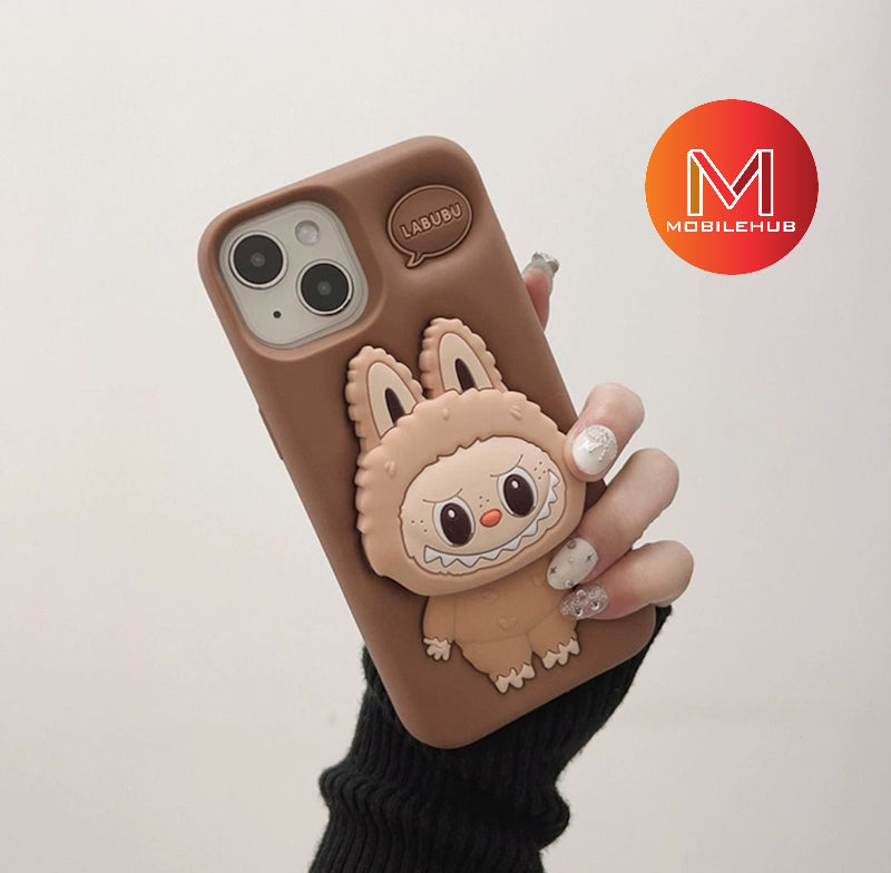iPhone 16 / 16 Plus / 16 Pro / 16 Pro Max Labubu Style Soft Silicone Case with Stand