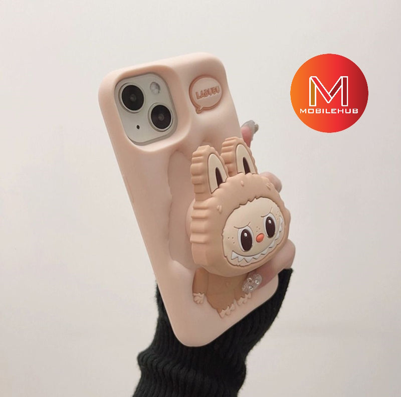 iPhone 16 / 16 Plus / 16 Pro / 16 Pro Max Labubu Style Soft Silicone Case with Stand