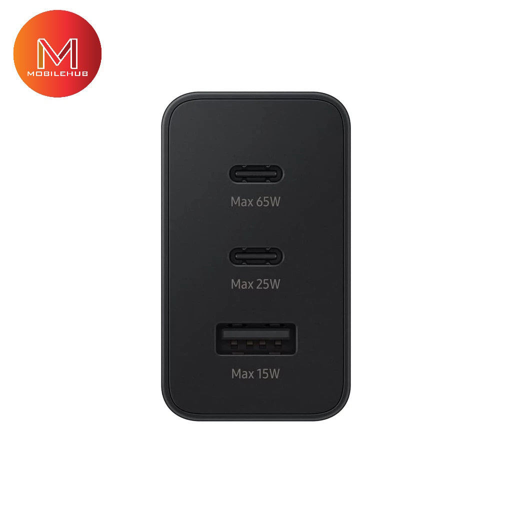 3 in 1 Power Adapter Trio Charger USB- C x 2 Ports, USB- A Port FREE Type-C to Type-C Cable (9w) (65w)