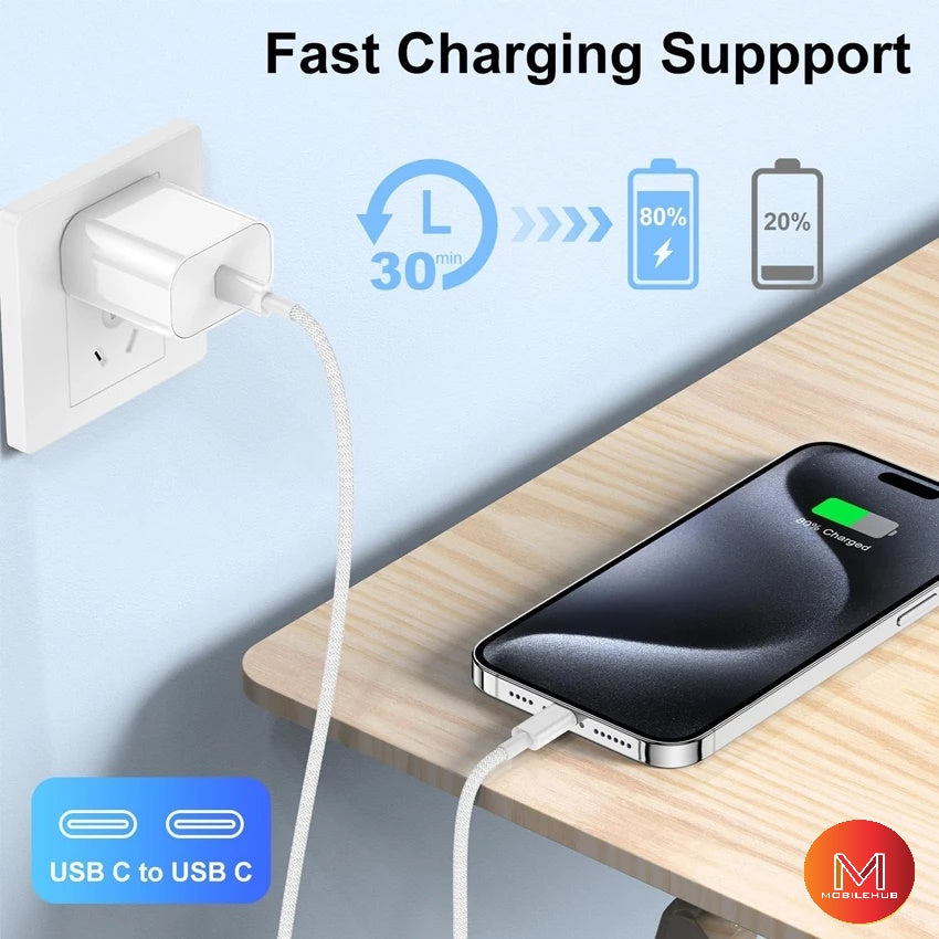iPhone 13 / 14 / 15 / 16 Pro Max 35w Fast Charger with USB-C to C Cable