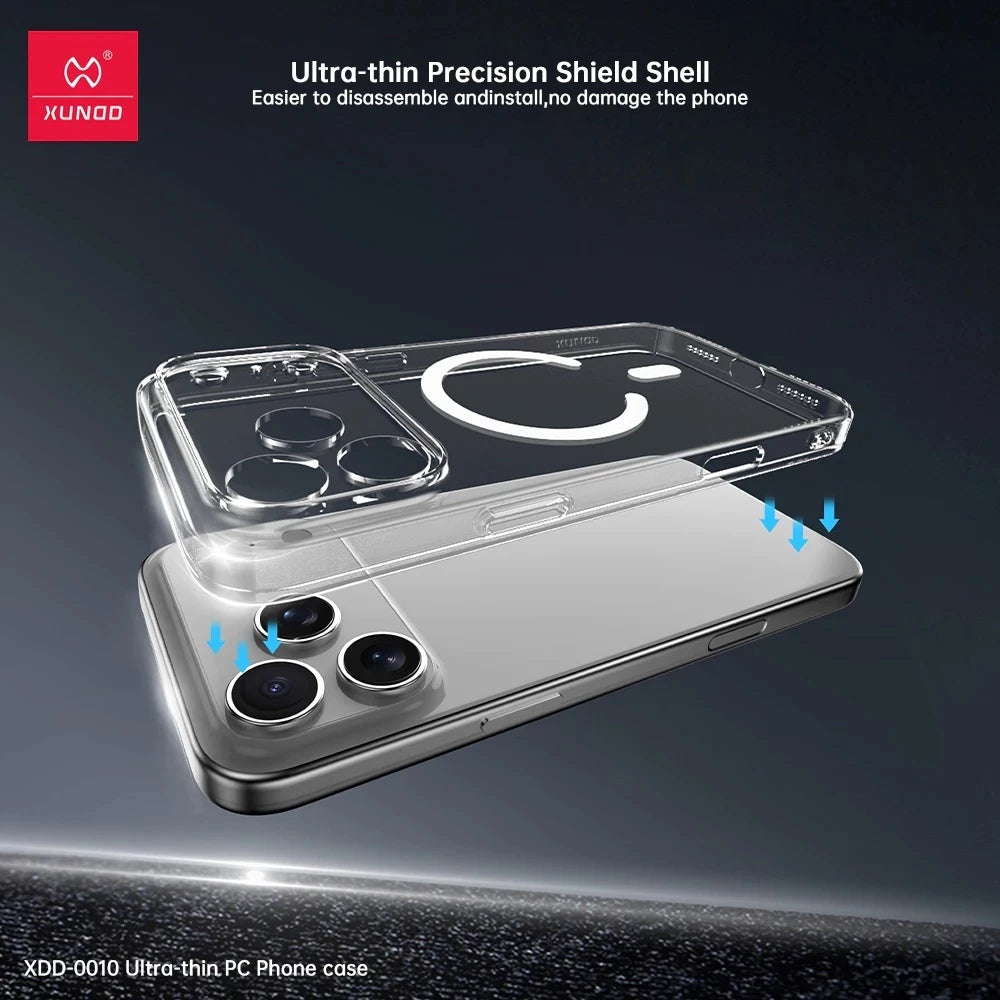 iPhone 17 / 17 Air / 17 Pro / 17 Pro Max XUNDD Ultra Thin Transparent Magnetic Case with Camera Protection