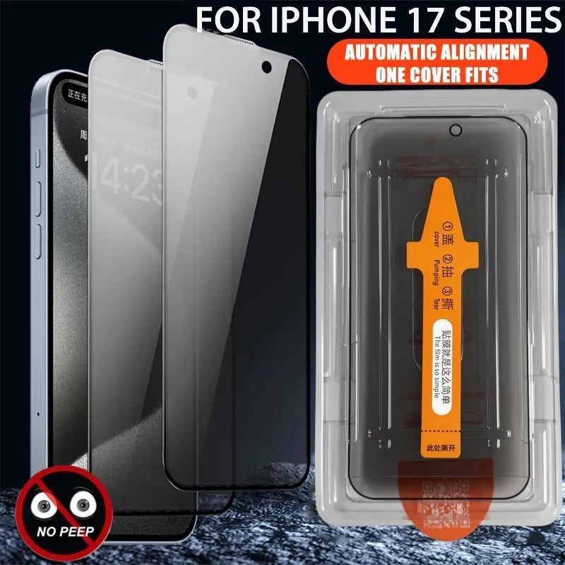 iPhone 17 / 17 Air / 17 Pro / 17 Pro Max Ultra HD Privacy Tempered Glass Screen Protector with Installation Kit