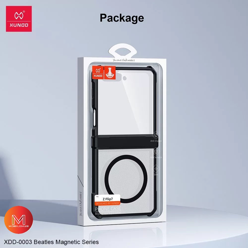 Samsung Z Flip 7 XUNDD Beetle Armor Shockproof Magnetic Case (Black)