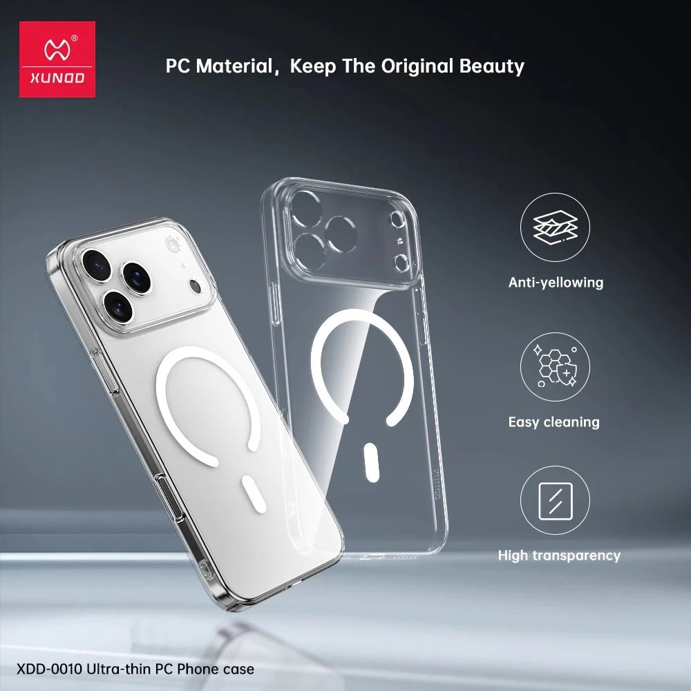 iPhone 17 / 17 Air / 17 Pro / 17 Pro Max XUNDD Ultra Thin Transparent Magnetic Case with Camera Protection