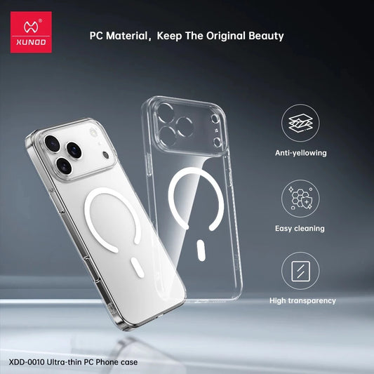 iPhone 17 / 17 Air / 17 Pro / 17 Pro Max XUNDD Ultra Thin Transparent Magnetic Case with Camera Protection