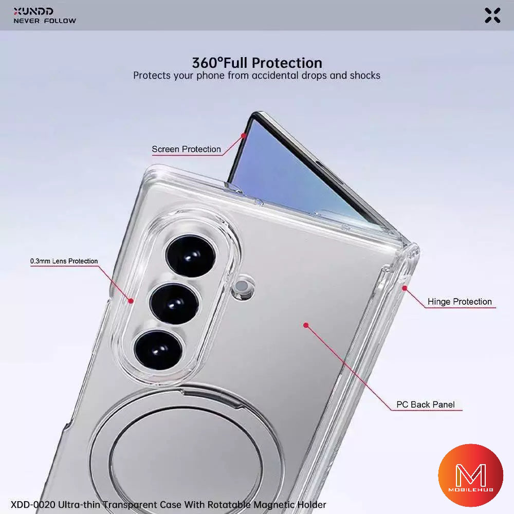 Samsung Z Fold 8 Ultra Xundd Ultra-Thin 360 Magnetic Rotating Stand Case w/ Tempered Glass