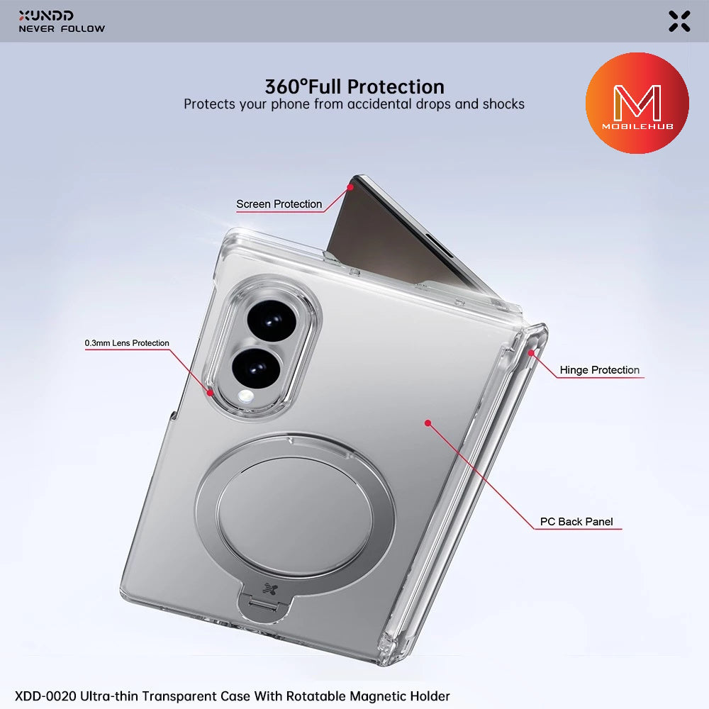 Samsung Z Fold 8 Xundd Ultra-Thin 360 Magnetic Rotating Stand Case w/ Tempered Glass