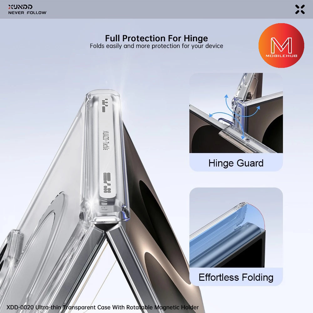 Samsung Z Fold 8 Xundd Ultra-Thin 360 Magnetic Rotating Stand Case w/ Tempered Glass