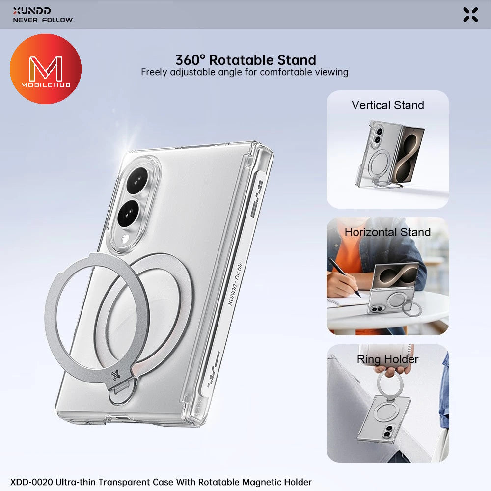 Samsung Z Fold 8 Xundd Ultra-Thin 360 Magnetic Rotating Stand Case w/ Tempered Glass