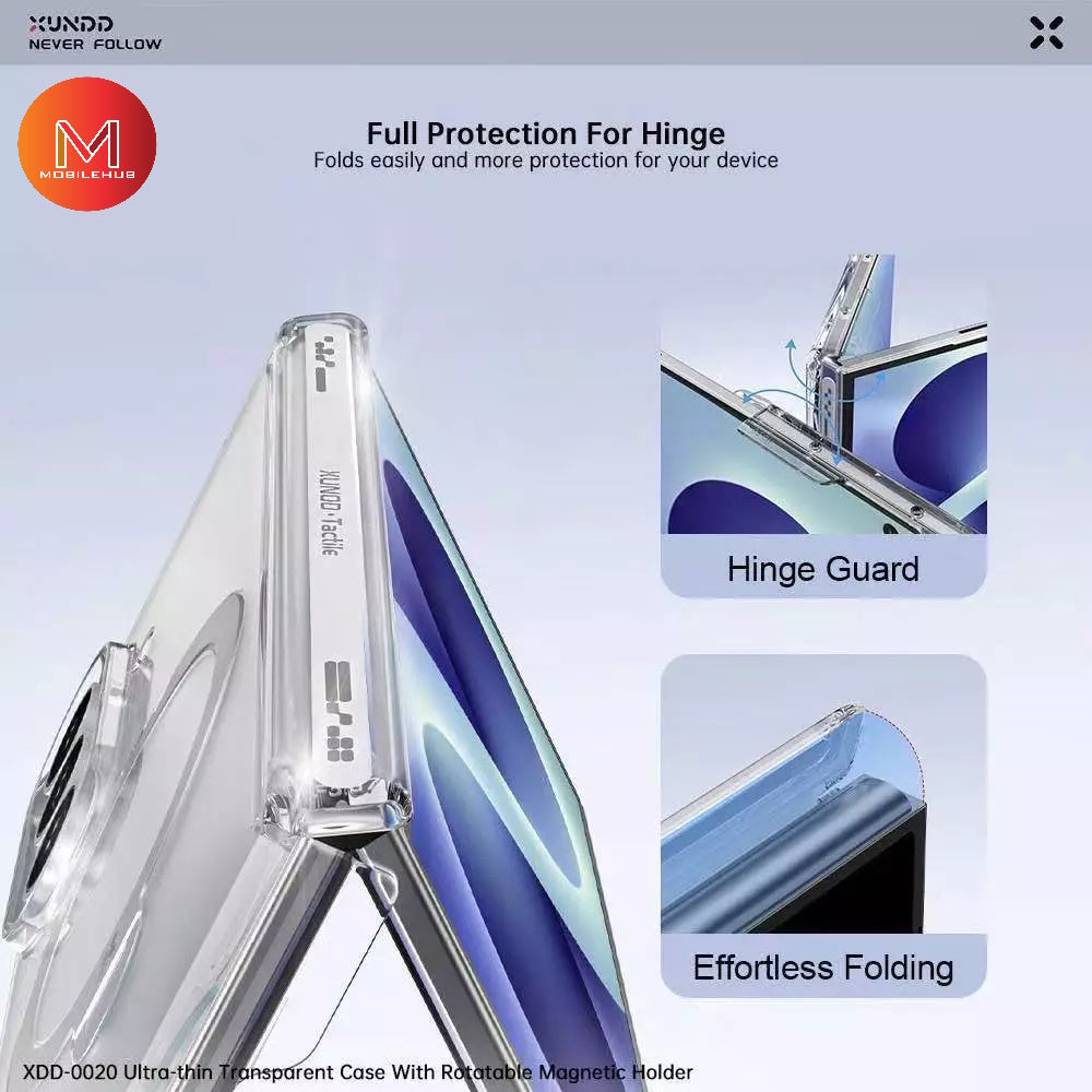 Samsung Z Fold 8 Ultra Xundd Ultra-Thin 360 Magnetic Rotating Stand Case w/ Tempered Glass