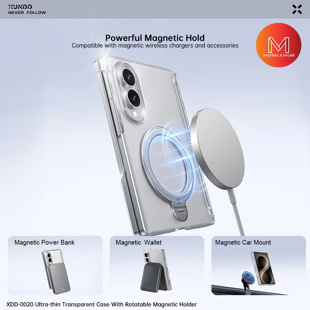 Samsung Z Fold 8 Xundd Ultra-Thin 360 Magnetic Rotating Stand Case w/ Tempered Glass