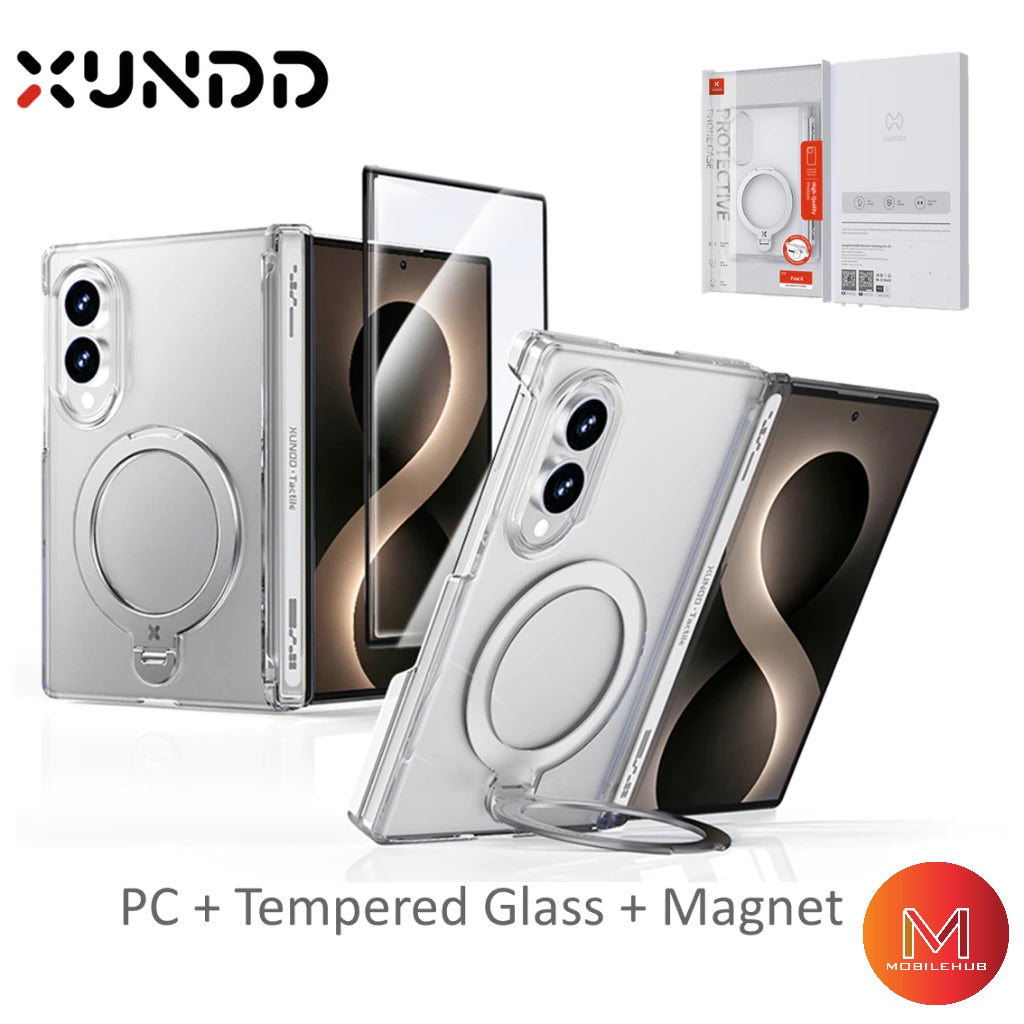 Samsung Z Fold 8 Xundd Ultra-Thin 360 Magnetic Rotating Stand Case w/ Tempered Glass