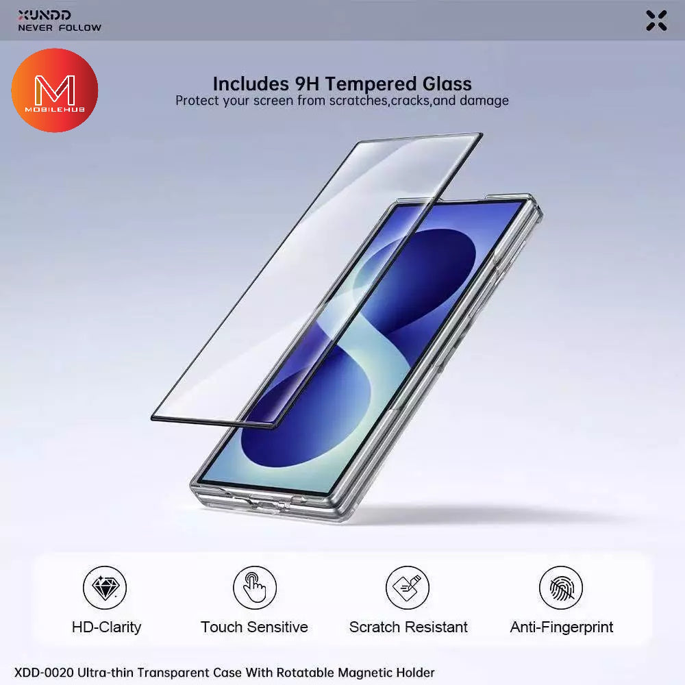 Samsung Z Fold 8 Ultra Xundd Ultra-Thin 360 Magnetic Rotating Stand Case w/ Tempered Glass