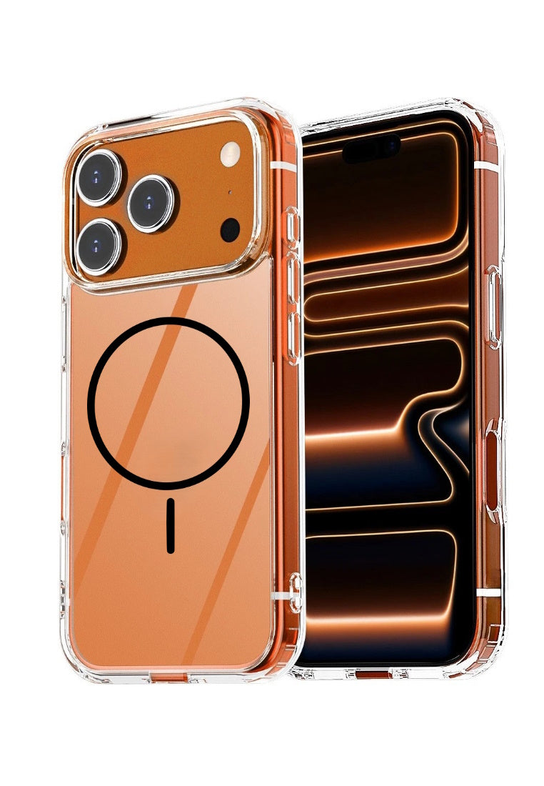 iPhone 17 / 17 Air / 17 Pro / 17 Pro Max Ultra Clear Magnetic Slim Shockproof Case (Black Magnetic Ring)