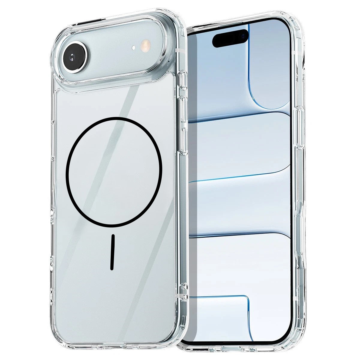 iPhone 17 / 17 Air / 17 Pro / 17 Pro Max Ultra Clear Magnetic Slim Shockproof Case (Black Magnetic Ring)