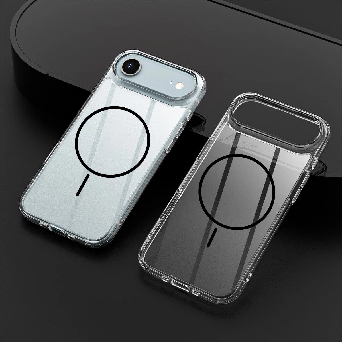 iPhone 17 / 17 Air / 17 Pro / 17 Pro Max Ultra Clear Magnetic Slim Shockproof Case (Black Magnetic Ring)