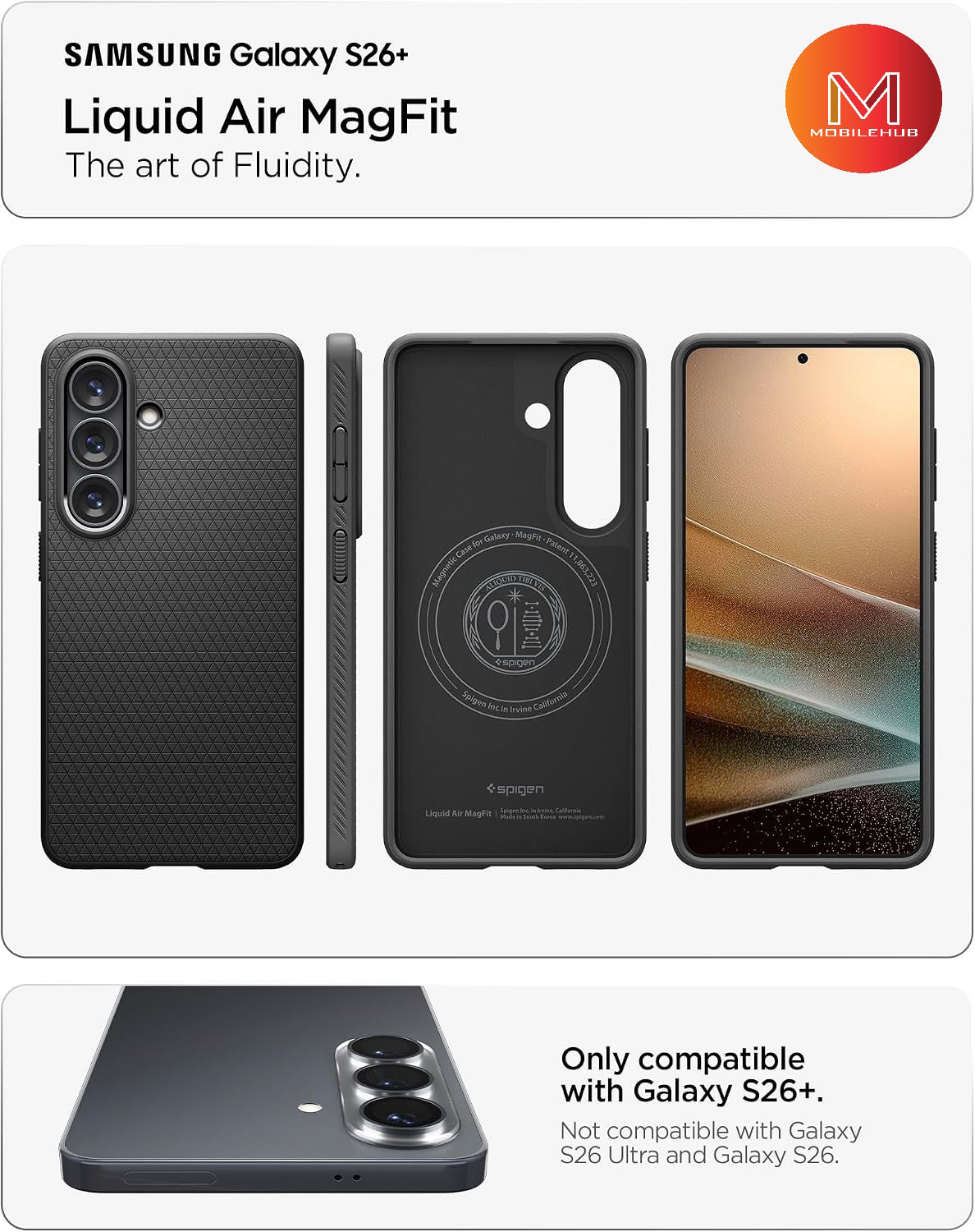 Samsung S26 / S26 Plus Spigen Rugged Armor Magnetic Shockproof Case (Black)