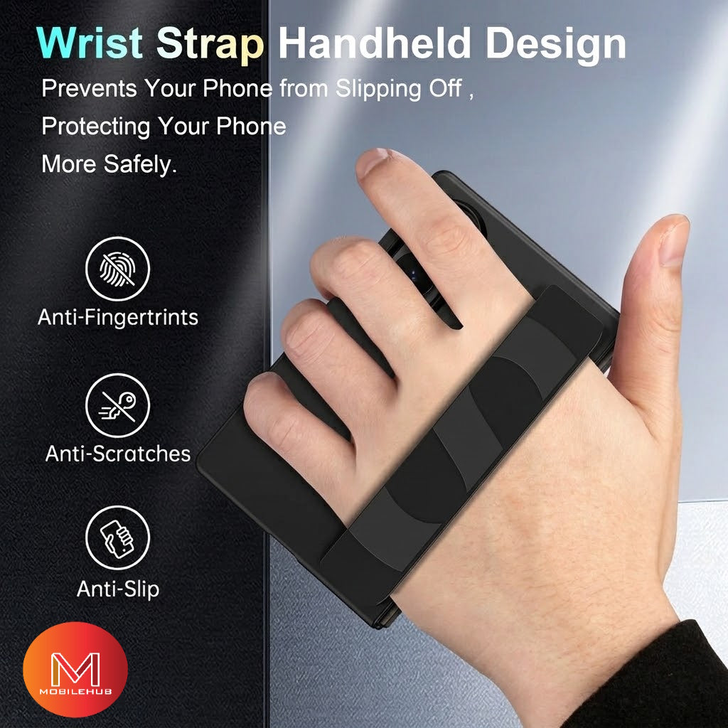 Samsung Z Fold 8 Ultra Premium Wrist Strap Grip Shockproof Case (Black)