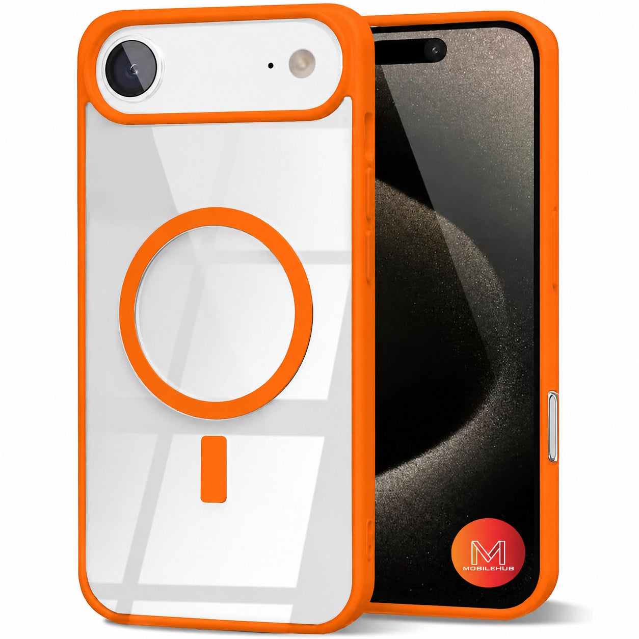 iPhone 17 Air / 17 Pro / 17 Pro Max Clear Magnetic Shockproof Case (Orange)