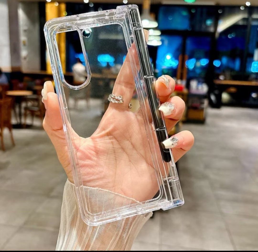 Samsung ZFold 7 Ultra Clear Shockproof Case with Hinge Cover & Pen Holder Anti-Fingerprint Z Fold 7