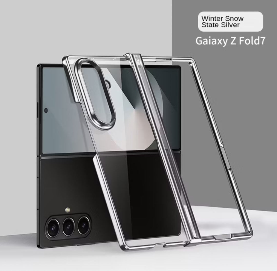 Samsung ZFold 7 Ultra Clear Diamond Slim Shockproof Case with Hinge Protector