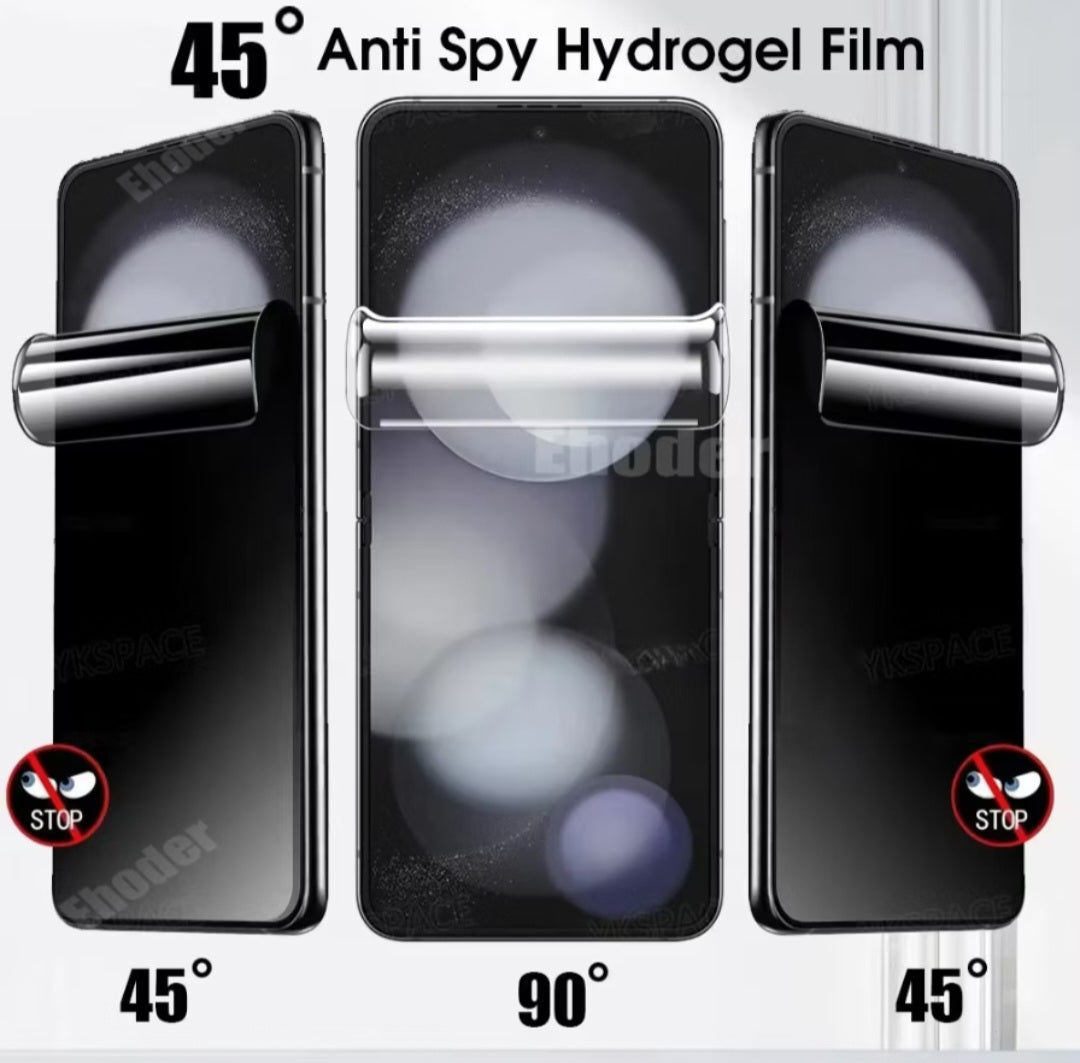 Samsung ZFlip 7 / Flip 6 Privacy Tempered Glass Screen Protector & Hydrogel Film Anti-Spy Front & Back