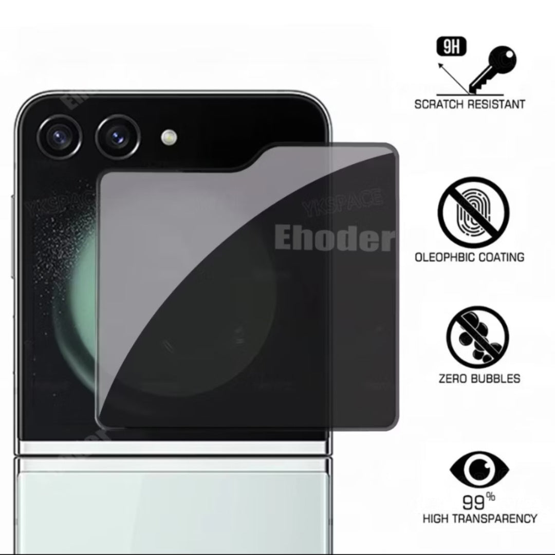 Samsung ZFlip 7 / Flip 6 Privacy Tempered Glass Screen Protector & Hydrogel Film Anti-Spy Front & Back
